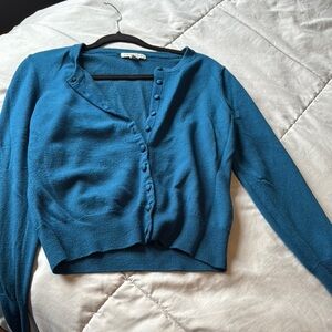 Banana Republic Blue Cropped Cardigan Sweater